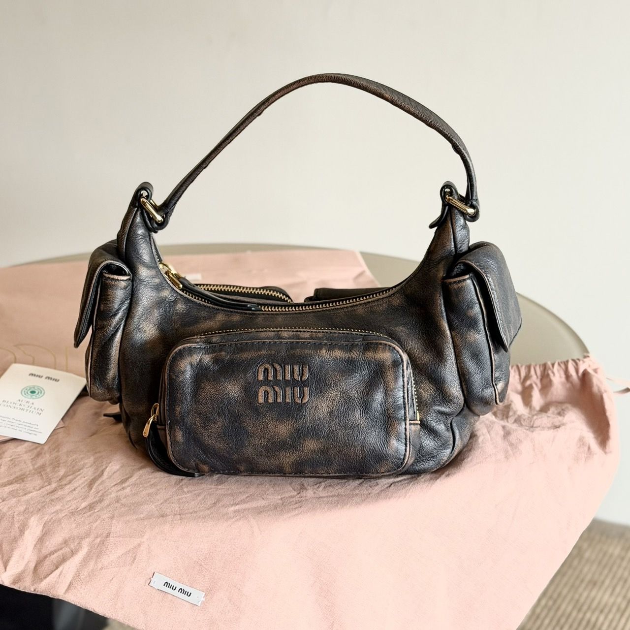 Miu Miu Pocket nappa leather bag GHW