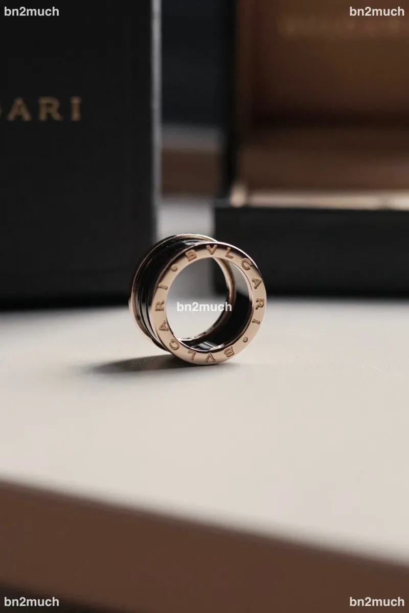Bvlgari B-Zero1 Ring Rose Gold Black Ceramic Size 51