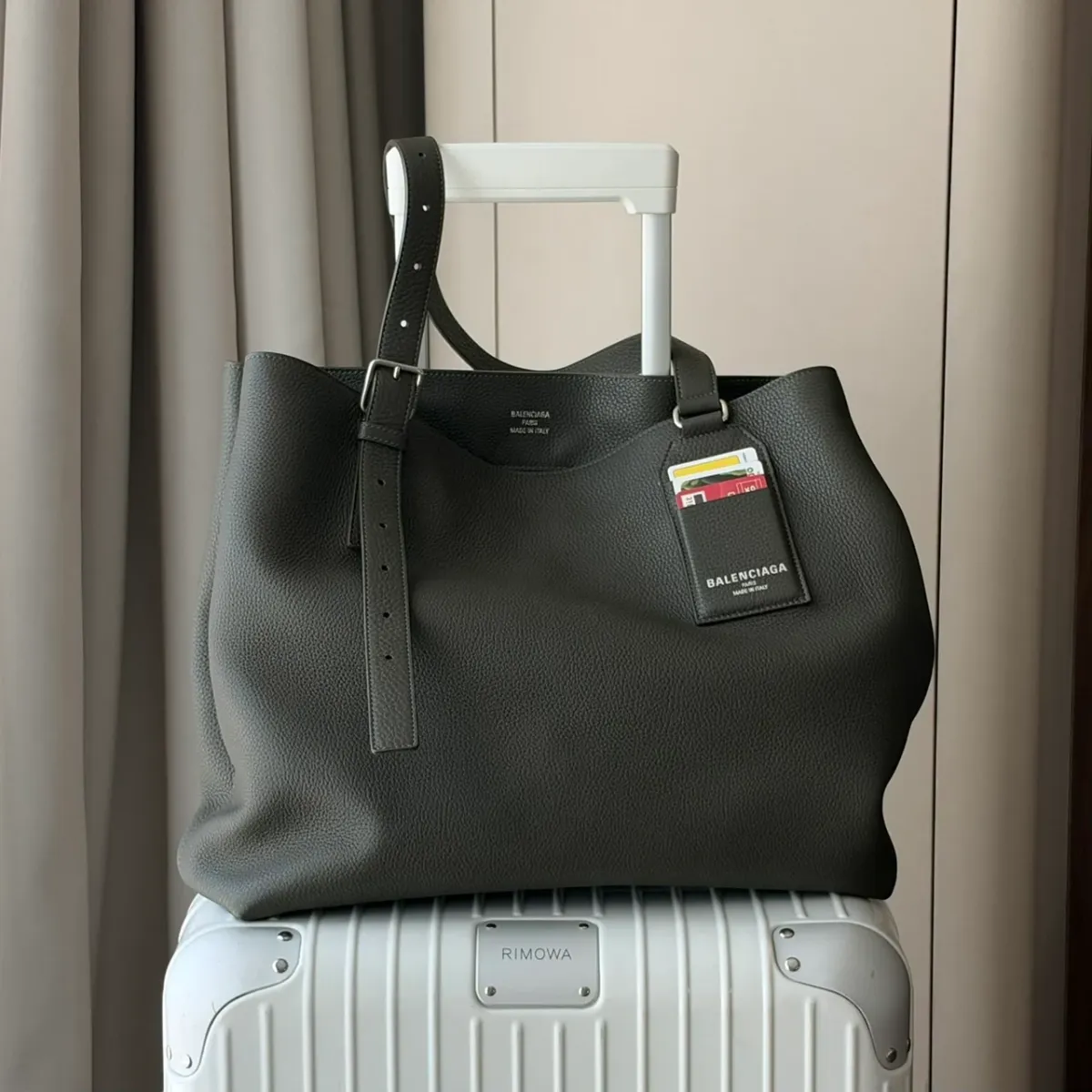 BALENCIAGA CREDIT TOTE BAG 2025 Stamp L สีเขียวอมเทา