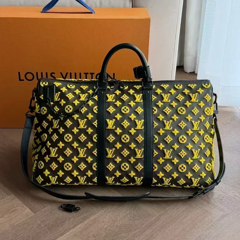 LV Keepall 50 Triangle Bandoulière 2020 Monogram Tuffetage Yellow