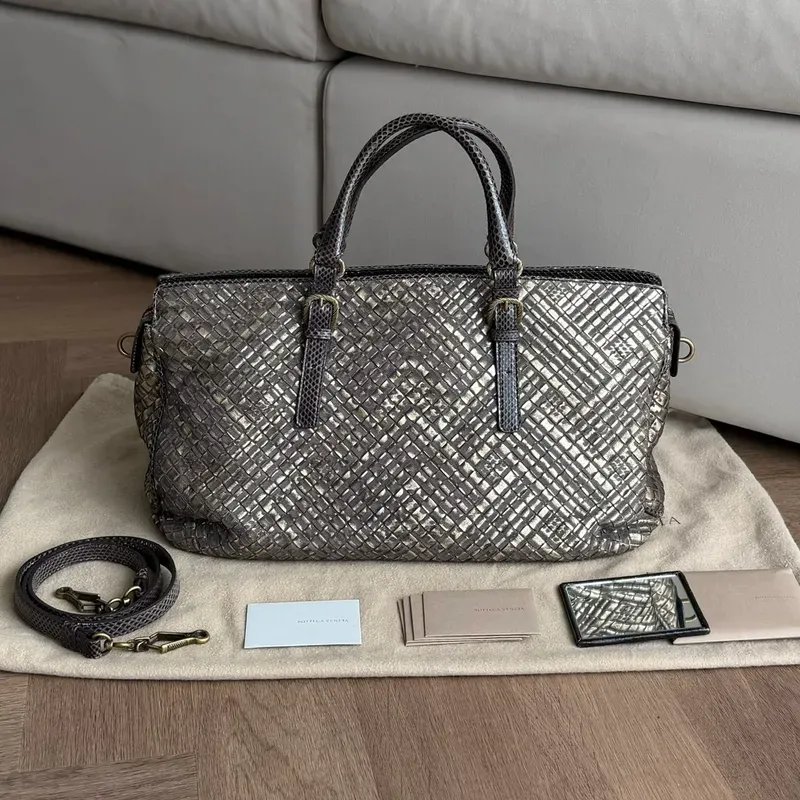BOTTEGA VENETA Brown Python 2 Way Tote Bag Size 45