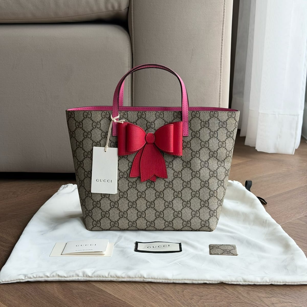 GUCCI Kids Tote โบว์แดง