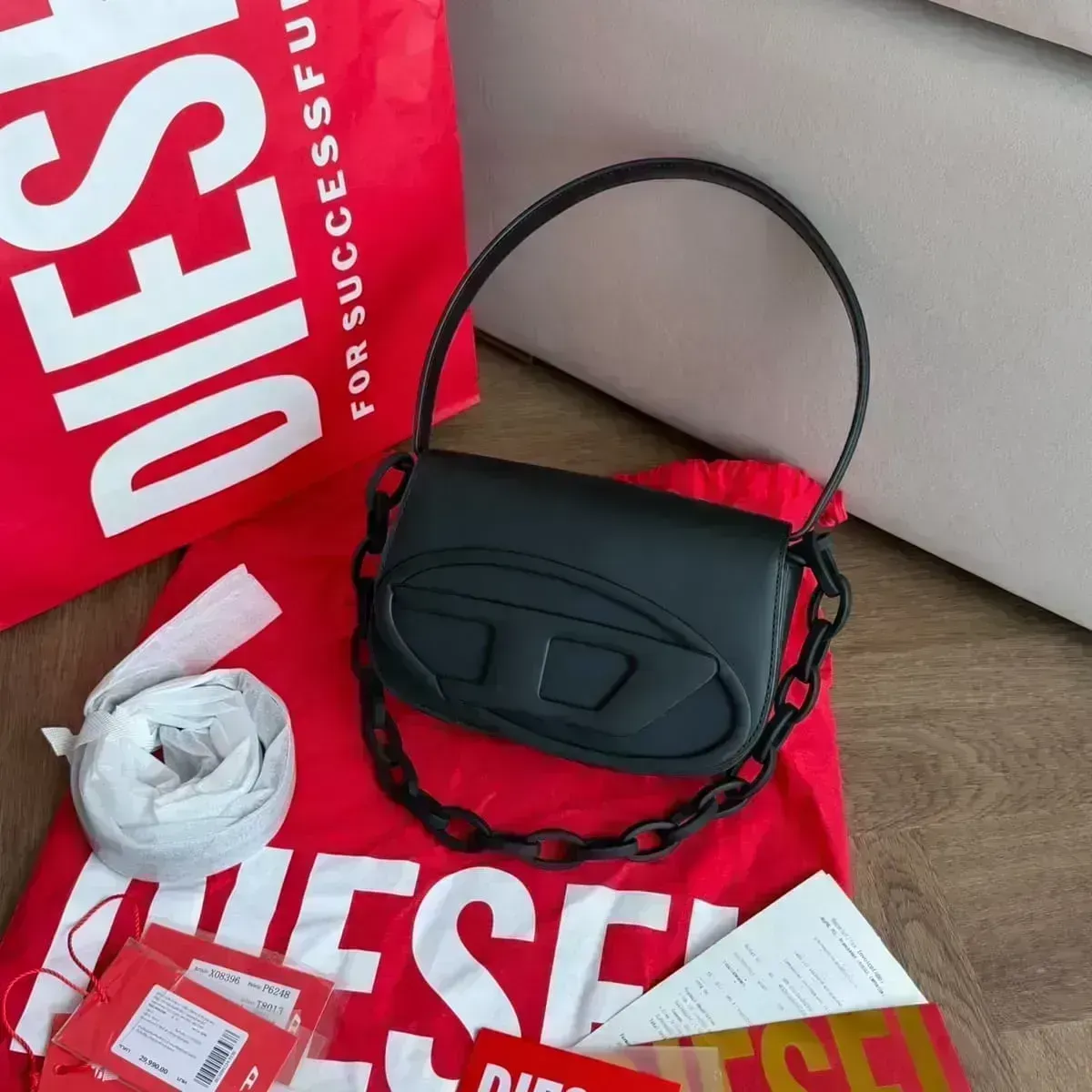 Diesel 1DR Iconic Shoulder Bag Matte Black 2024