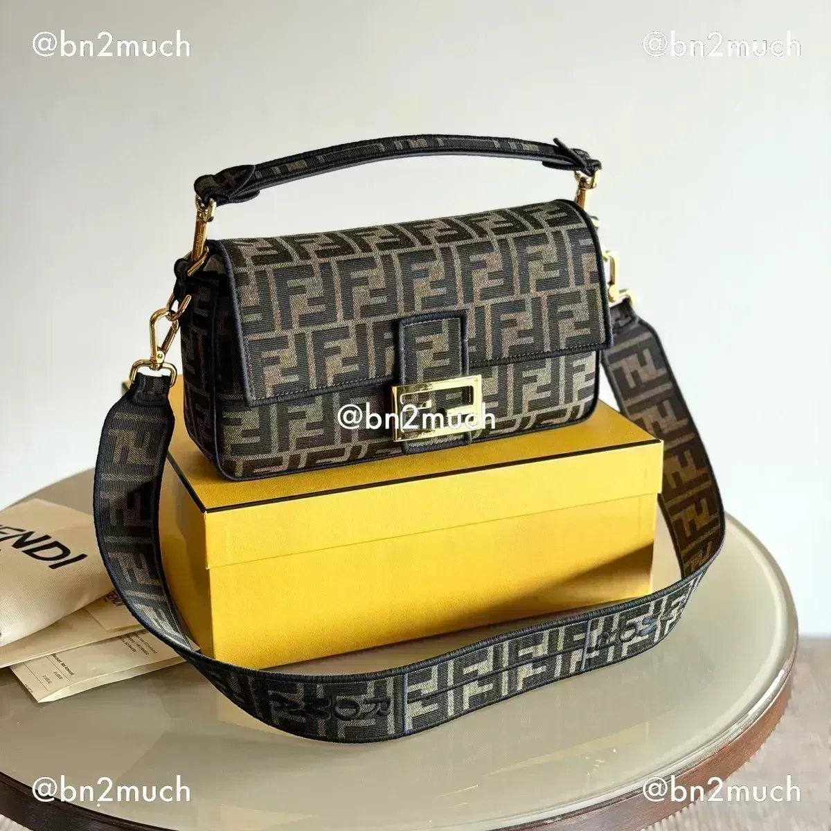 FENDI Baguette Brown FF jacquard fabric bag 2020