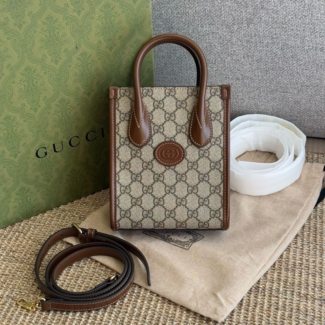 GUCCI MINI TOTE BAG WITH INTERLOCKING